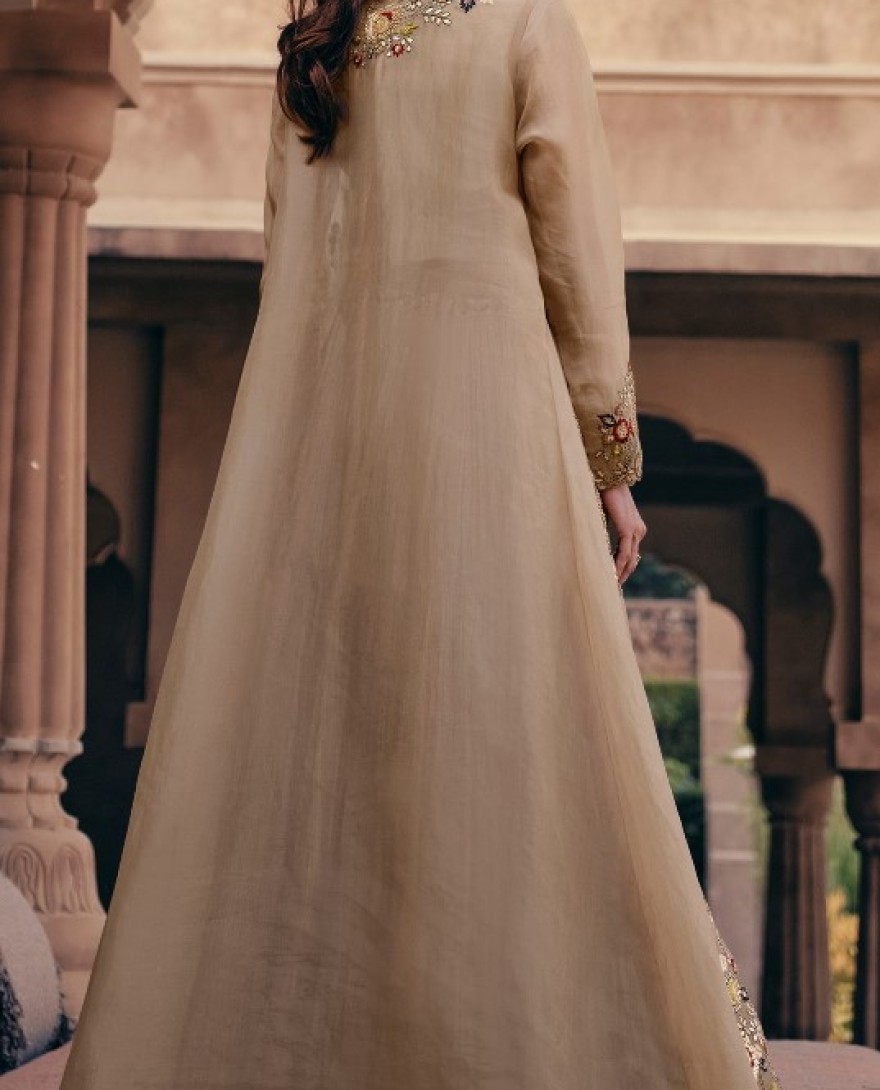 5532 - CHIKU COLOUR LEHENGA WITH FANCY KOTI FRONT AND BACK EMBROIDERED